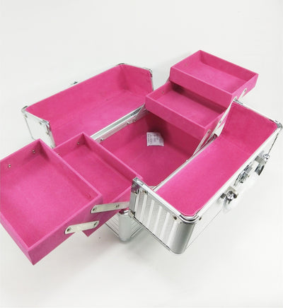 Double-opening Aluminum Alloy Cosmetic Case Makeup Kit - TRADINGSUSASilver bar with red backgroundDouble-opening Aluminum Alloy Cosmetic Case Makeup KitTRADINGSUSA