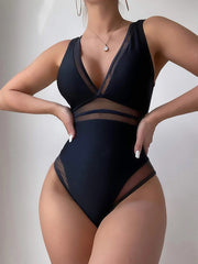 Women's Fashion Pure Color Slimming One-piece Swimsuit