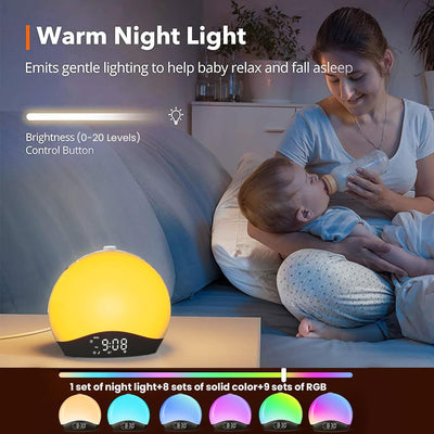 Bluetooth Colorful Bedside Lamp Simulated Sunrise Alarm Clock Light - TRADINGSUSA