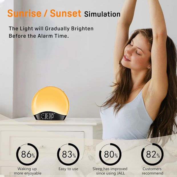 Bluetooth Colorful Bedside Lamp Simulated Sunrise Alarm Clock Light