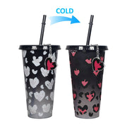 Household Fashion Simple Plastic Color Changing Cup With Straw - TRADINGSUSABlack Single Cup With Keychain701 To 800mlHousehold Fashion Simple Plastic Color Changing Cup With StrawTRADINGSUSA