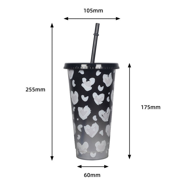 Household Fashion Simple Plastic Color Changing Cup With Straw - TRADINGSUSARed Single Cup With Keychain701 To 800mlHousehold Fashion Simple Plastic Color Changing Cup With StrawTRADINGSUSA