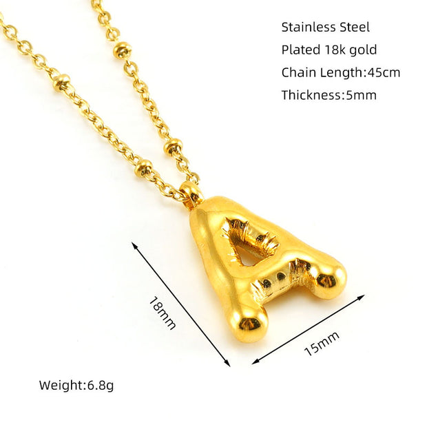 Fashion Bubble Letter Pendant Letter Necklace for Women Shop Now