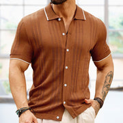 Short-sleeved Polo Shirt Top Fashion Business Men's Clothing - TRADINGSUSA Brown 2XL Short-sleeved Polo Shirt Summer Button Lapel Top Fashion Business Men's Clothing TRADINGSUSA