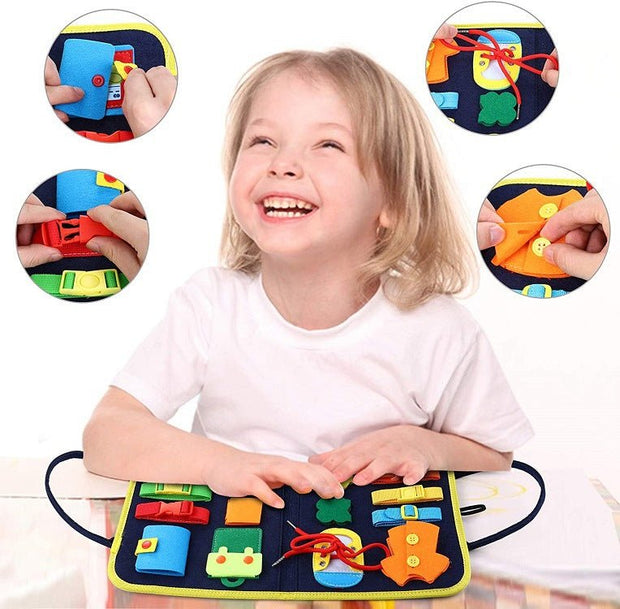 New Busy Book Children's Busy Board Dressing And Buttoning Learning Baby Early Education Preschool Sensory Learning Toy - TRADINGSUSAStyle 1New Busy Book Children's Busy Board Dressing And Buttoning Learning Baby Early Education Preschool Sensory Learning ToyTRADINGSUSA