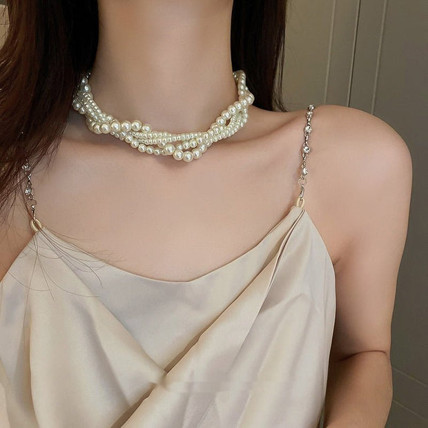 Ladies Fashion Multilayer Collarbone Necklace - TRADINGSUSAPearl NecklaceLadies Fashion Multilayer Collarbone NecklaceTRADINGSUSA
