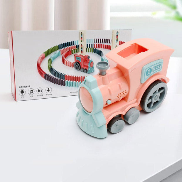 Domino Train Toys Baby Toys Car Puzzle Automatic Release Licensing Electric Building Blocks Train Toy - TRADINGSUSAPink60pcsDomino Train Toys Baby Toys Car Puzzle Automatic Release Licensing Electric Building Blocks Train ToyTRADINGSUSA