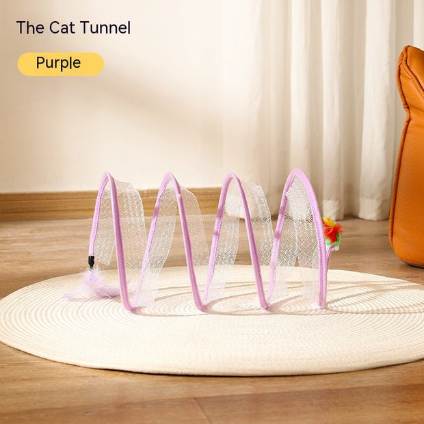 Foldable Cat Tunnel Telescopic Maze Toy - TRADINGSUSAPurpleFoldable Cat Tunnel Telescopic Maze ToyTRADINGSUSA