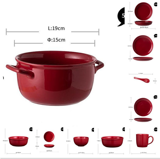Luxury Red Glaze Ceramic Dinner Sets Kitchen - TRADINGSUSASetLuxury Red Glaze Ceramic Dinner Sets KitchenTRADINGSUSA