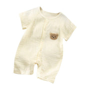 Newborn Gauze Cotton Short-sleeved Shorts Romper Single - TRADINGSUSABeige bear59cmNewborn Gauze Cotton Short-sleeved Shorts Romper SingleTRADINGSUSA