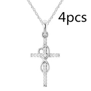 Alloy Pendant With Diamond And Eight-character Cross - TRADINGSUSASilver4PCAlloy Pendant With Diamond And Eight-character CrossTRADINGSUSA