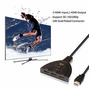 3 Port 4K HDMI 2.0 Cable Auto Splitter Switcher 3x1 Adapter HUB 3D 3 To 4K 2K 3D Mini 3 Port HDMI-compatible - TRADINGSUSABlack3 Port 4K HDMI 2.0 Cable Auto Splitter Switcher 3x1 Adapter HUB 3D 3 To 4K 2K 3D Mini 3 Port HDMI-compatibleTRADINGSUSA