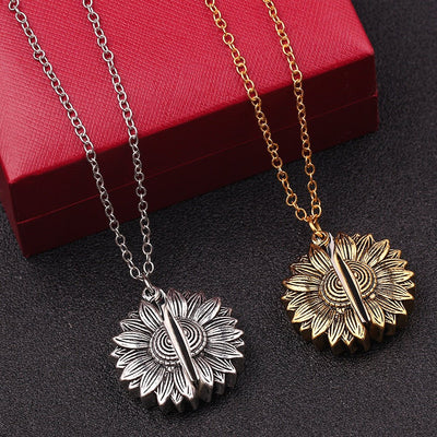Personalized Engrave Name Date Sun Flower Necklace Fashion Custom Text For Women Men Choker Chain Jewelry Charm Gift - TRADINGSUSASilverPersonalized Engrave Name Date Sun Flower Necklace Fashion Custom Text For Women Men Choker Chain Jewelry Charm GiftTRADINGSUSA