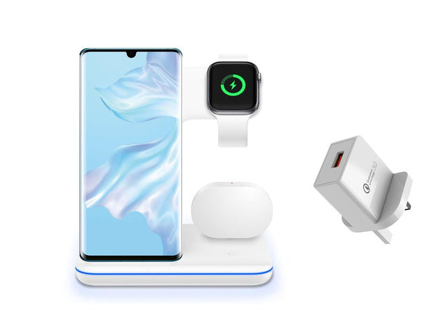 Compatible Mobile Phone Watch Earphone Wireless Charger 3 In 1 Wireless Charger Stand - TRADINGSUSAWhite UK plug SetCompatible Mobile Phone Watch Earphone Wireless Charger 3 In 1 Wireless Charger StandTRADINGSUSA