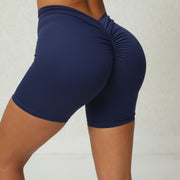 V-shaped Wrinkle Tight Yoga Shorts | Back Waist Deep
