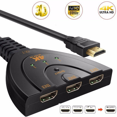 3 Port 4K HDMI 2.0 Cable Auto Splitter Switcher 3x1 Adapter HUB 3D 3 To 4K 2K 3D Mini 3 Port HDMI-compatible - TRADINGSUSABlack3 Port 4K HDMI 2.0 Cable Auto Splitter Switcher 3x1 Adapter HUB 3D 3 To 4K 2K 3D Mini 3 Port HDMI-compatibleTRADINGSUSA