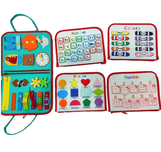 New Busy Book Children's Busy Board Dressing And Buttoning Learning Baby Early Education Preschool Sensory Learning Toy - TRADINGSUSATurquoiseNew Busy Book Children's Busy Board Dressing And Buttoning Learning Baby Early Education Preschool Sensory Learning ToyTRADINGSUSA