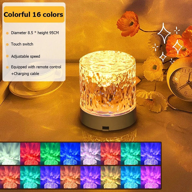 Crystal Lamp Water Ripple Projector Night Light Decoration Home Houses Bedroom Aesthetic Atmosphere Holiday Gift Sunset Lights Home Decor - TRADINGSUSATricolor lightUSB chargingCrystal Lamp Water Ripple Projector Night Light Decoration Home Houses Bedroom Aesthetic Atmosphere Holiday Gift Sunset Lights Home DecorTRADINGSUSA