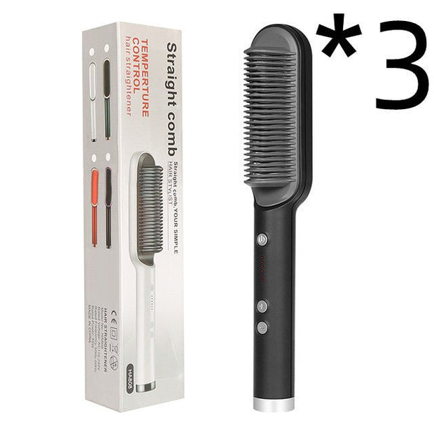 New 2 In 1 Hair Straightener Hot Comb Negative Ion Curling Tong Dual-purpose Electric Hair Brush - TRADINGSUSA3pcs BlackUSWith boxNew 2 In 1 Hair Straightener Hot Comb Negative Ion Curling Tong Dual-purpose Electric Hair BrushTRADINGSUSA