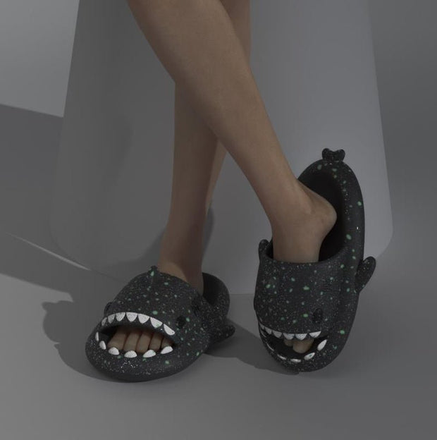 Shark Slippers With Starry Night Light Design Bathroom Slippers Couple House Shoes For Women - TRADINGSUSAFar Mountain grey sky36to37Shark Slippers With Starry Night Light Design Bathroom Slippers Couple House Shoes For WomenTRADINGSUSA