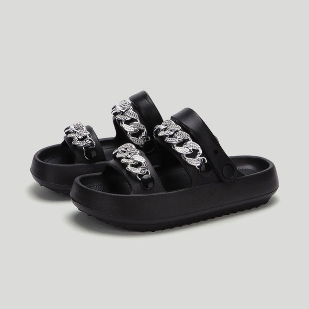 Chains Thick-soled Slippers For Women Indoor Floor House Shoes Summer Outdoor EVA Sandals Two-wearing Beach Shoes - TRADINGSUSABlack36or37Chains Thick-soled Slippers For Women Indoor Floor House Shoes Summer Outdoor EVA Sandals Two-wearing Beach ShoesTRADINGSUSA