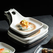 Japanese Style Single Handle Ceramic Plate Dining Table - TRADINGSUSABigBlack rhymeJapanese Style Single Handle Ceramic Plate Dining TableTRADINGSUSA