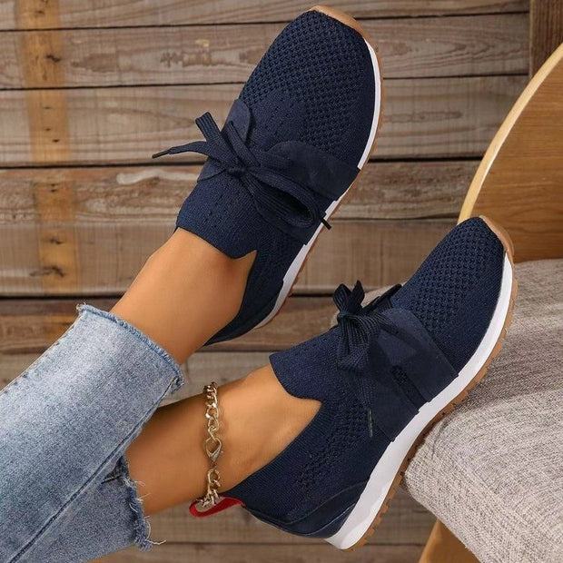 Women's Casual Shoes With Solid Color Sloping Heels For Comfort