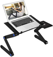 Adjustable Laptop Stand, Laptop Desk with 2 CPU Cooling USB Fans for Bed Aluminum Lap Workstation Desk with Mouse Pad, Foldable Cook Book Stand - TRADINGSUSABlackAdjustable Laptop Stand, Laptop Desk with 2 CPU Cooling USB Fans for Bed Aluminum Lap Workstation Desk with Mouse Pad, Foldable Cook Book StandTRADINGSUSA