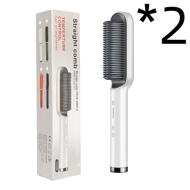 New 2 In 1 Hair Straightener Hot Comb Negative Ion Curling Tong Dual-purpose Electric Hair Brush - TRADINGSUSA2pcs WhiteUSWith boxNew 2 In 1 Hair Straightener Hot Comb Negative Ion Curling Tong Dual-purpose Electric Hair BrushTRADINGSUSA
