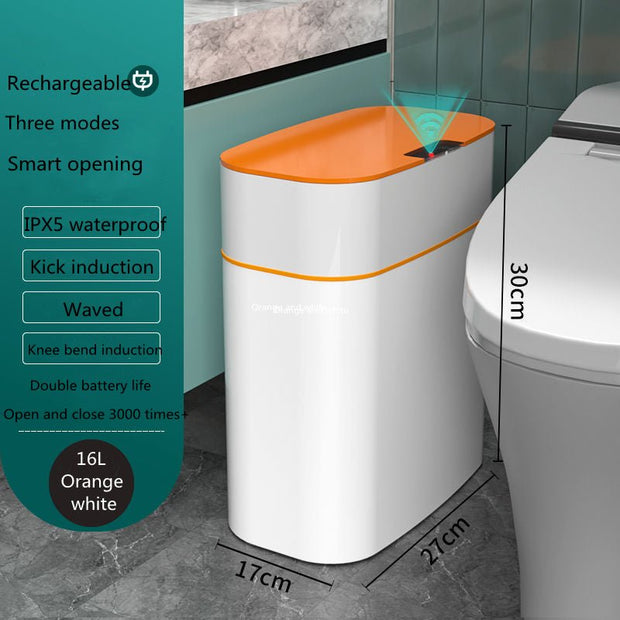 Smart Trash Can With Lid For Bedroom And Living Room Kitchen Storage Box Trash Can Induction Small Car Box Automatic Smart Dustbin Smart Trash Bin - TRADINGSUSAOrange16LSmart Trash Can With Lid For Bedroom And Living Room Kitchen Storage Box Trash Can Induction Small Car Box Automatic Smart Dustbin Smart Trash BinTRADINGSUSA